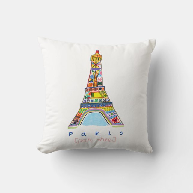 Almofada Desenho da ponta de feltro de Paris (Frente)