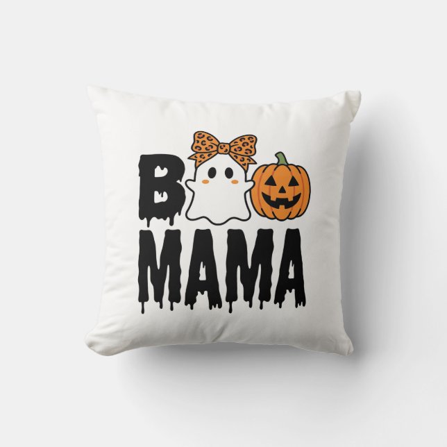 Almofada Desenho de Arco de Abóbora de Fantasma de Hallowee (Frente)