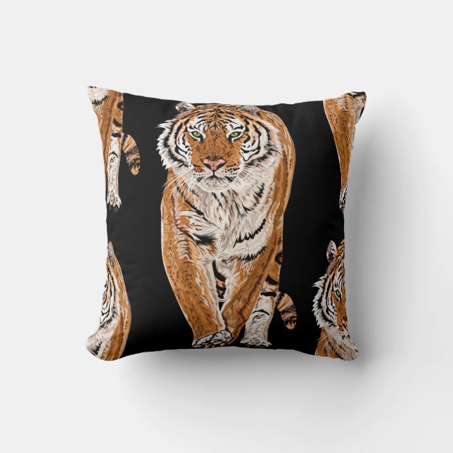 Almofada Desenho de Bengala Tiger: Impressão em Animais Vin (Frente)