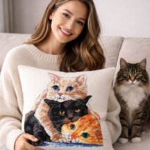 Desenho de Bordado de Gato Adorável