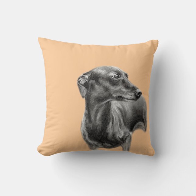 Almofada Desenho de carvão vegetal de galgos (Frente)