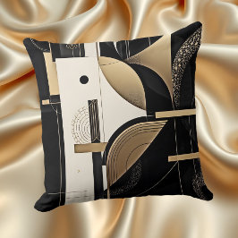 Almofada Desenho de círculo geométrico preto dourado antigo