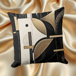 Almofada Desenho de círculo geométrico preto dourado antigo