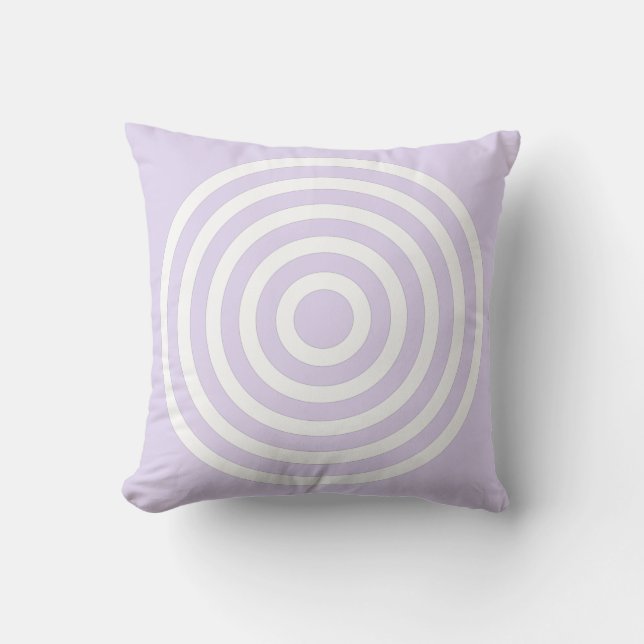 Almofada Desenho de Círculos Concêntricos Lilás Roxo e Bran (Frente)
