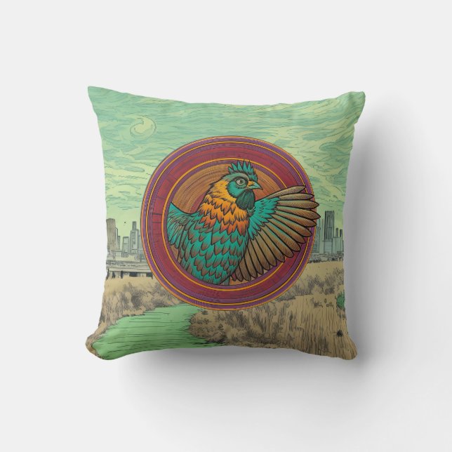Almofada desenho de emblema de frango (Frente)