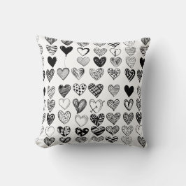 Almofada Desenho de Escrivatura Adorável do Coração Preto