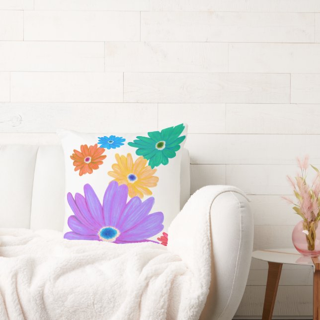 Almofada Desenho de Flor em Floral Ousado (Sofá)