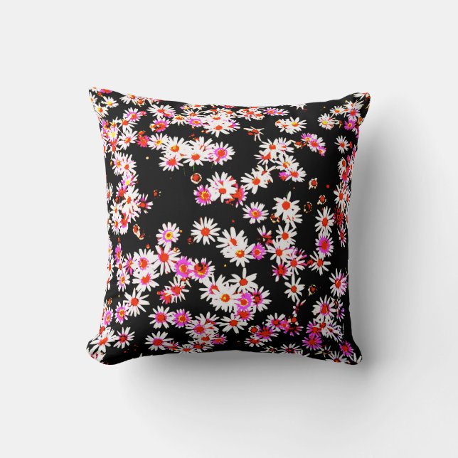Almofada Desenho de Flores em um Padrão Posterizado (Frente)