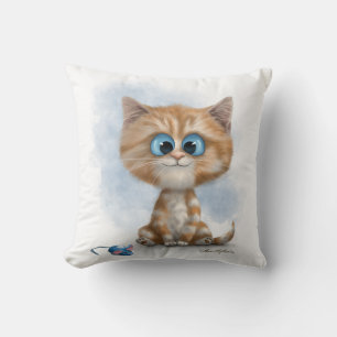 Almofada Desenho de Gatinho Gengibre com Rato
