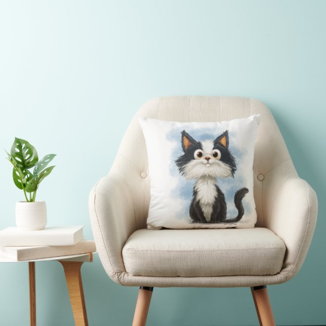 Almofada Desenho de Gato de Smoking Fofo (Cadeira)