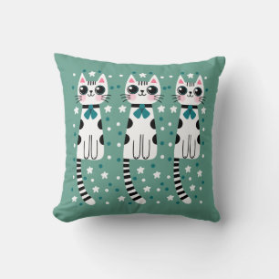 Almofada Desenho de Gato Rabiscado Caprichoso e Excêntrico