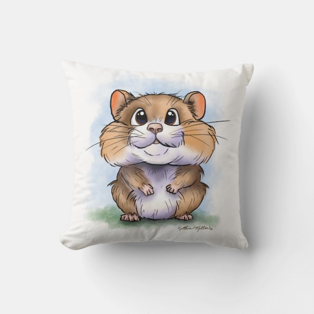 Almofada Desenho de hamster fofo e fofinho (Frente)