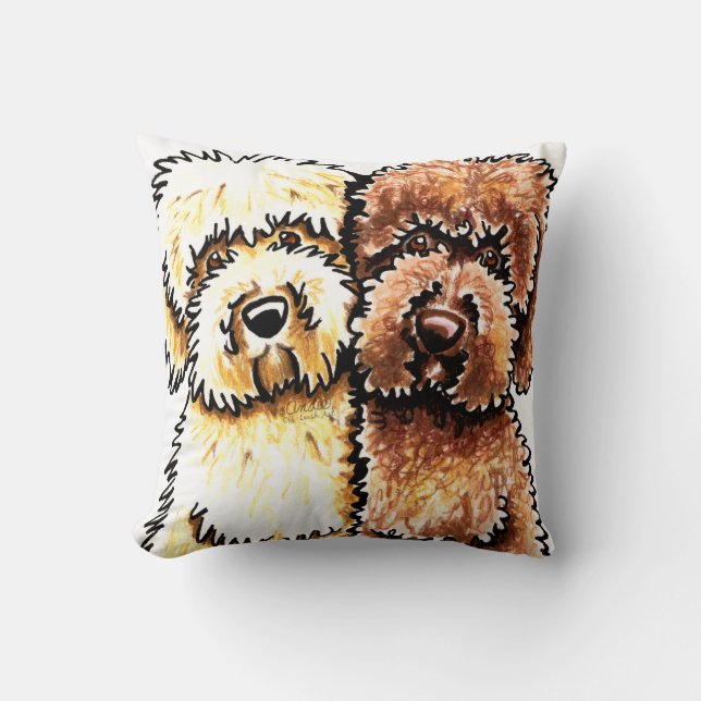 Almofada Desenho de Labradoodles de Chocolate Creme (Frente)