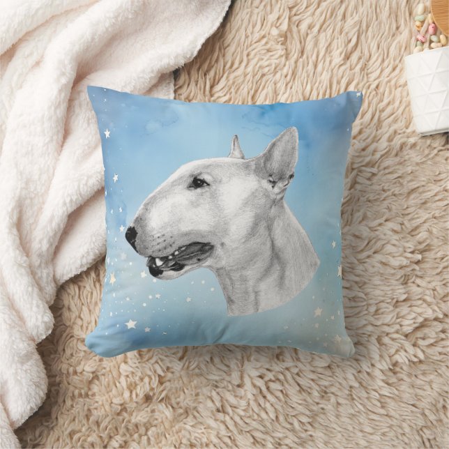 Almofada Desenho de lápis Bull Terrier (Cobertor)