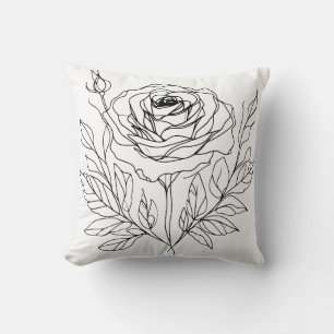 Almofada desenho de linha rosa minimalista