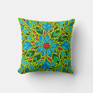 Almofada Desenho de Mandala de Folhas