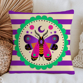 Almofada Desenho de Mariposa Celestial em Listras Roxas Max