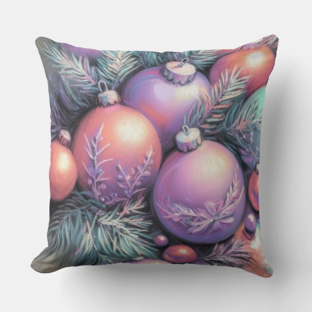 Almofada Desenho de Natal com Pastel Duro Motivos Roxo Pêss (Frente)