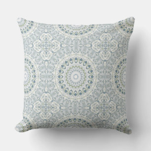 Almofada Desenho de Padrão de Mandala Azul e Verde Sereno