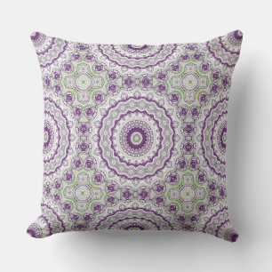 Almofada Desenho de Padrão de Mandala Roxo e Verde