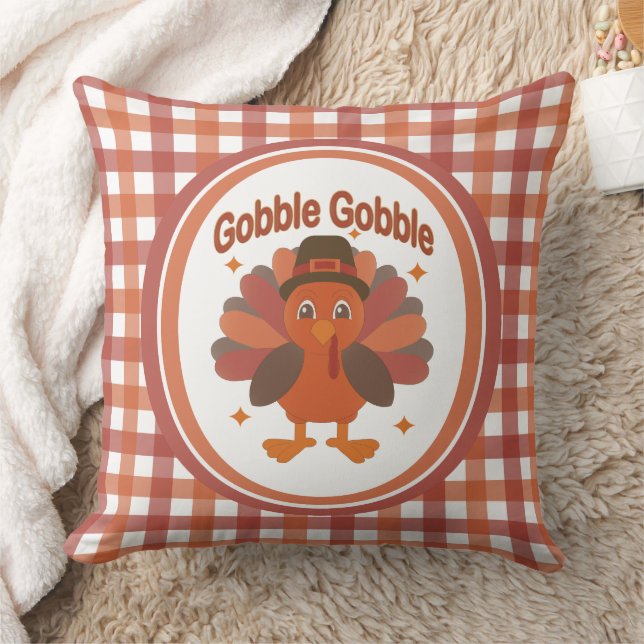 Almofada Desenho de peru de Ação de Graças fofo – “Gobble G (Cobertor)