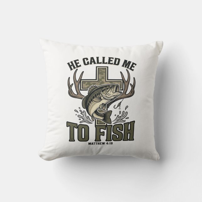 Almofada Desenho de Pesca Cristão Ele Me Chamou para Pescar (Frente)
