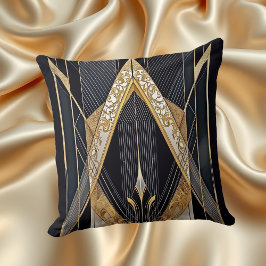 Almofada Desenho de renda geométrico preto dourado antigo A