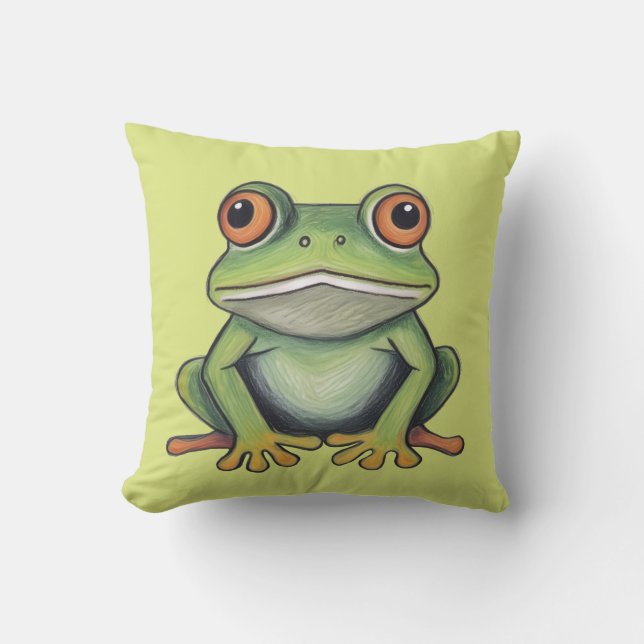 Almofada Desenho de sapo com lápis de cor (Frente)