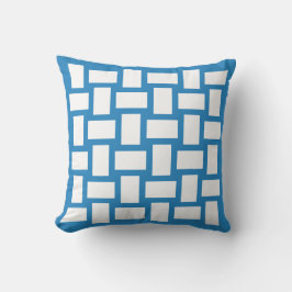 Almofada Desenho de Tear Azul Pastel Royal e Branco