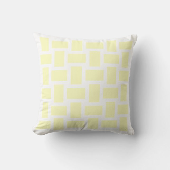 Almofada Desenho de Tear de Pastel Branco e Amarelo (Frente)
