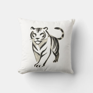 Almofada Desenho de Tigre Andando - Design de Cushion de Ti