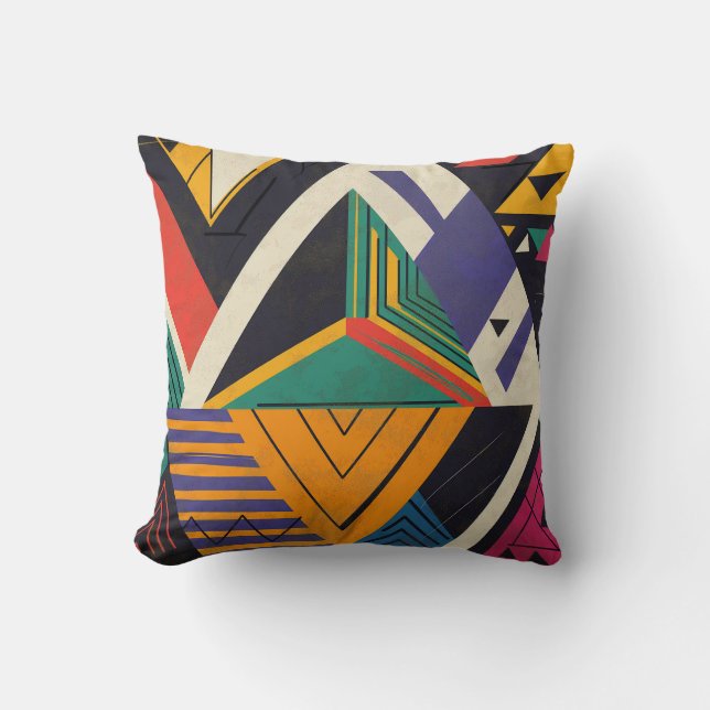 Almofada Desenho de triângulos em cores vibrantes com padrã (Frente)