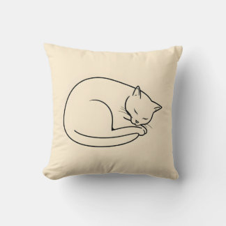 Almofada Desenho de uma Arte de Linha Minimalista de um Gat