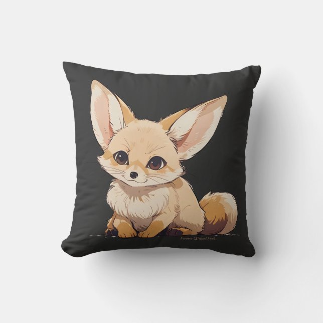Almofada Desenho de uma Fennec, Raposa do Deserto, no estil (Frente)