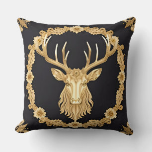 Almofada Desenho de Veado Dourado Ornamental