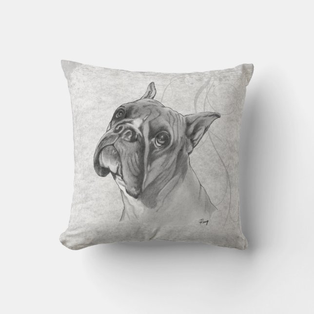 Almofada Desenho do cão do pugilista (Frente)