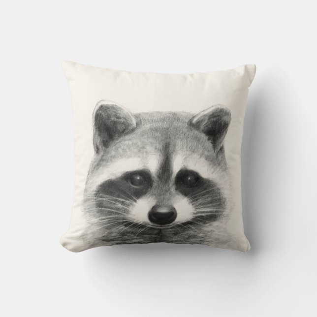 Almofada Desenho do Lápis de Raccoon (Frente)