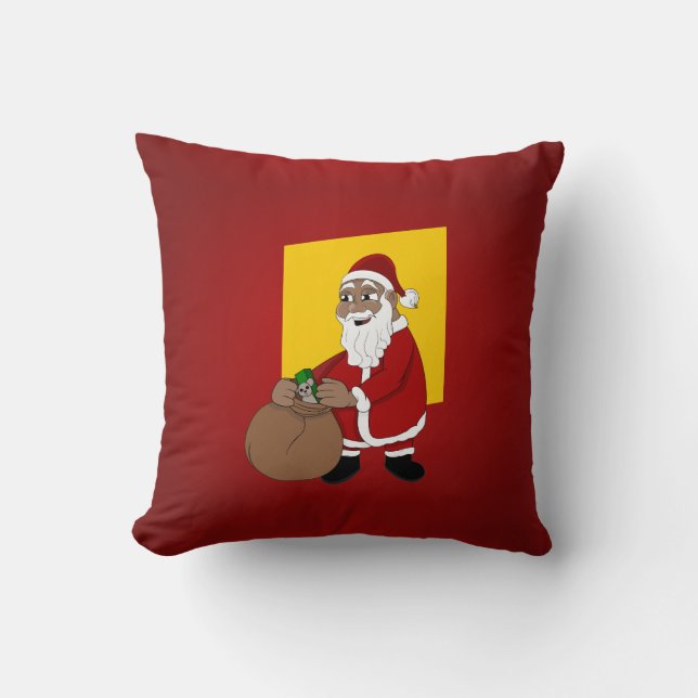 Almofada Desenho do Papai Noel Negro (Frente)