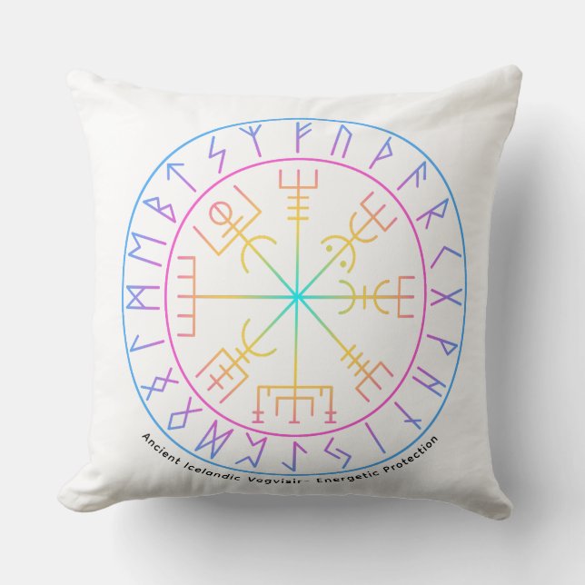 Almofada Desenho do Símbolo do Compasso Viking Vegvisir  (Frente)