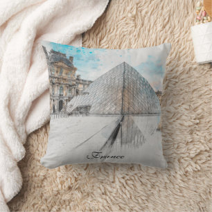 Almofada Desenho em aquarela do Louvre Paris, França