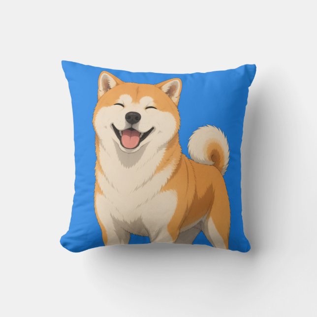 Almofada Desenho Feliz de Cachorro Akita (Frente)