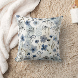 Almofada Desenho Floral Azul Esquecido Orgânico Aconchegant