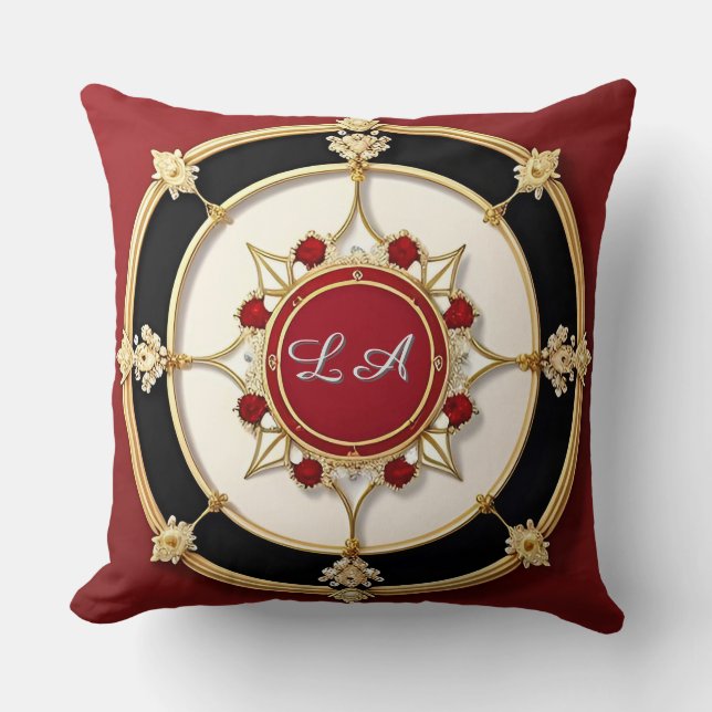 Almofada Desenho Floral Dourado Ornamentado (Frente)
