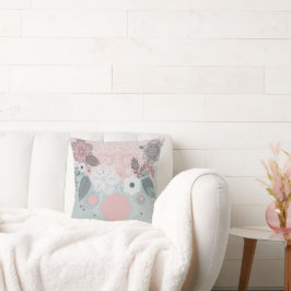 Almofada Desenho Floral e de Folhas em estilo de Renda