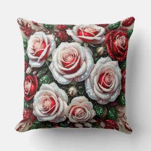 Almofada Desenho Floral Embelezado com Joias Intrincadas