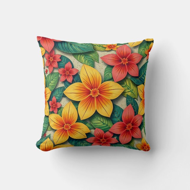 Almofada desenho floral tropical (Frente)