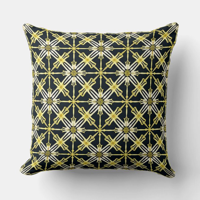 Almofada Desenho Geométrico Dourado e Branco (Frente)