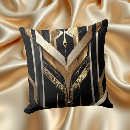Almofada Desenho Geométrico Preto Dourado Art Déco