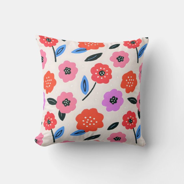 Almofada Desenho Han de padrão de flores (Frente)