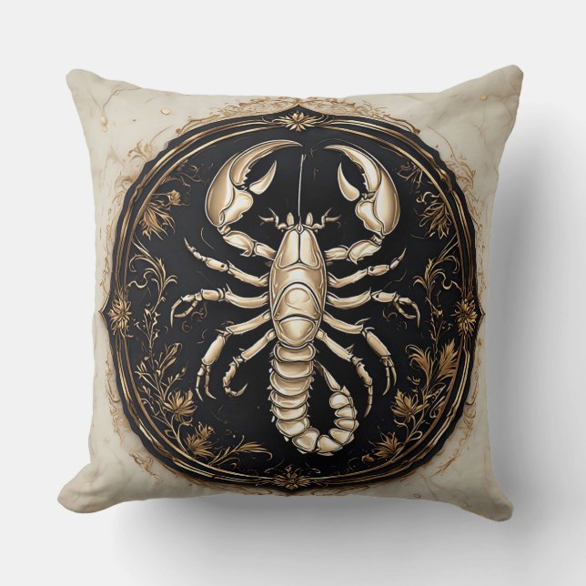 Almofada Desenho Intricado de Escorpião com Acentos Ornamen (Frente)